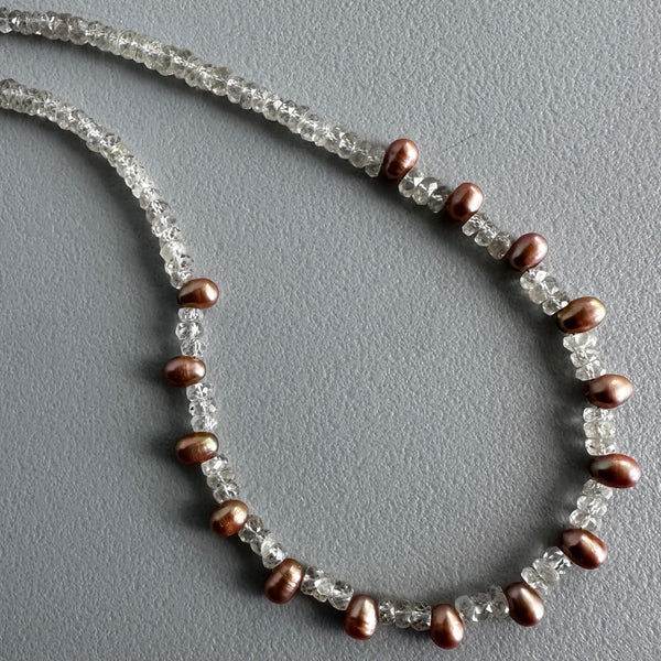 Iced Copper Pearls Necklace (16”)