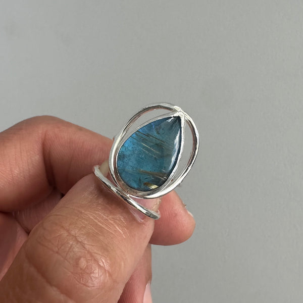 Labradorite/Rutilated Quartz Doublet Ring