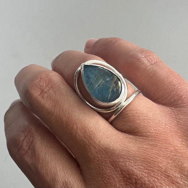 Labradorite/Rutilated Quartz Doublet Ring