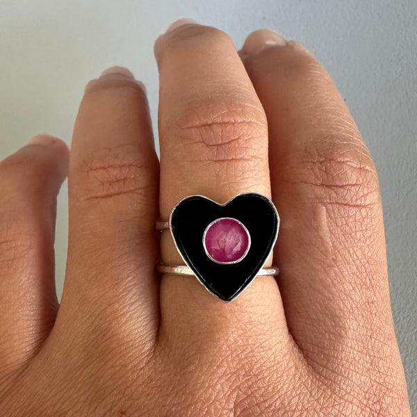 Ruby + Black Heart (Ring or Pendant)