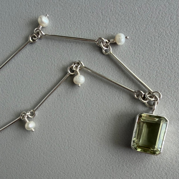 Green Amethyst + Pearls Necklace