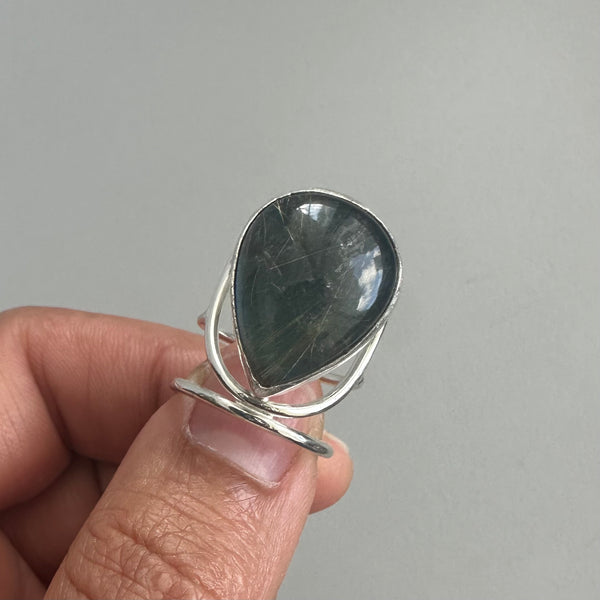 Labradorite/Rutilated Quartz Doublet Ring