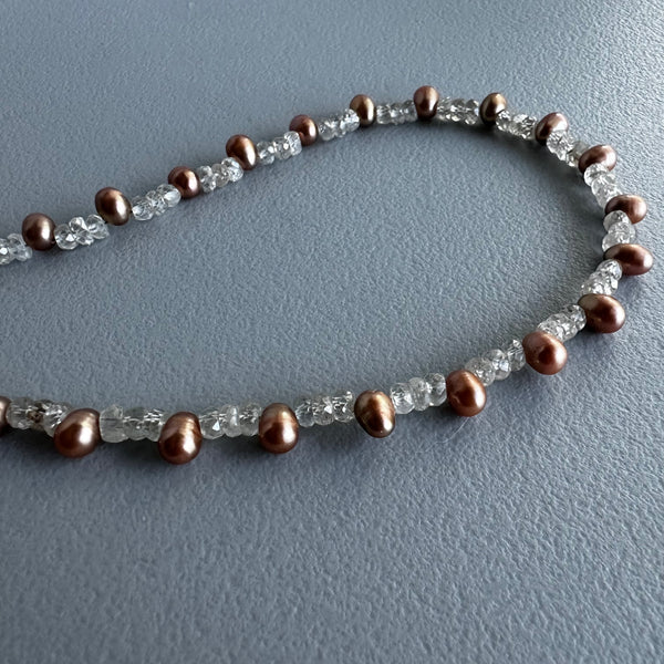 Iced Copper Pearls Necklace (18”)