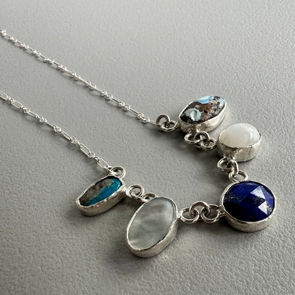 Little Treasures Necklace in Blue and White