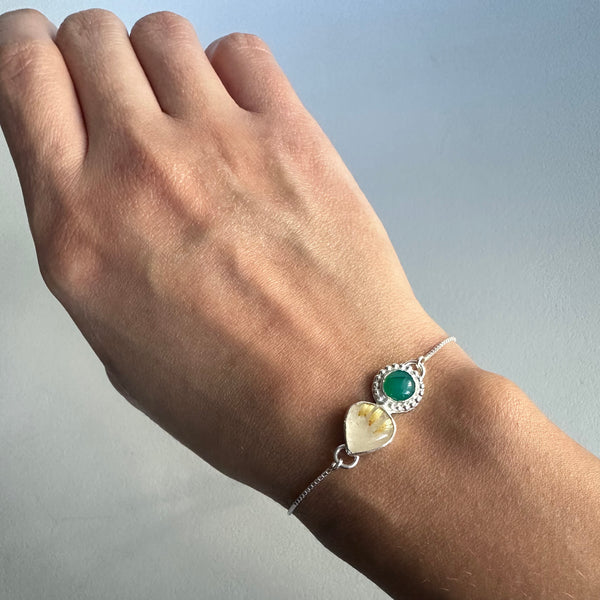 Green Onyx + Quartz Adjustable Bracelet
