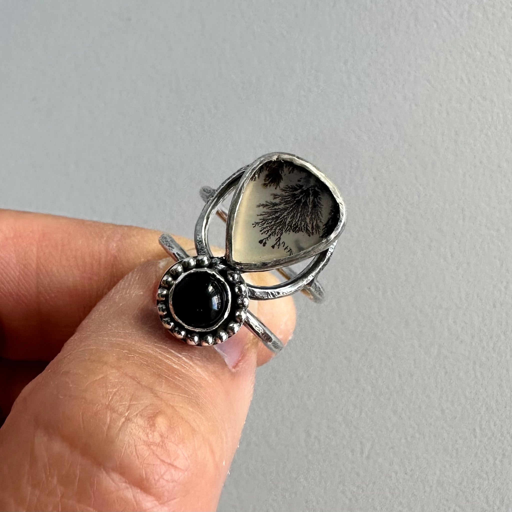 Landscape Agate + Onyx Ring