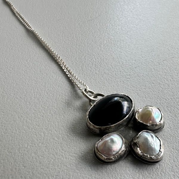 Onyx + Pearl Pendant