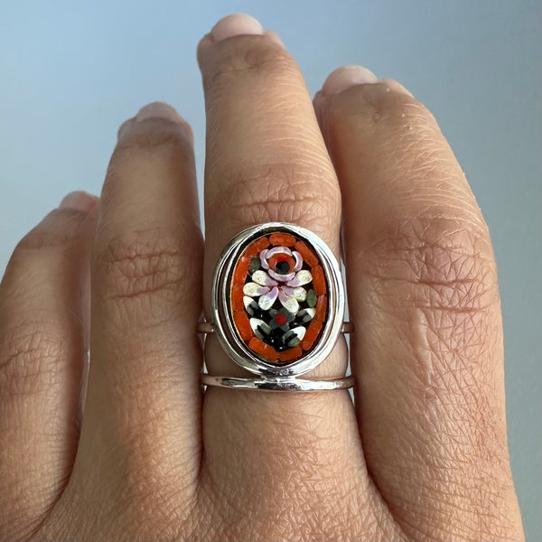 Micromosaic Ring in Coral