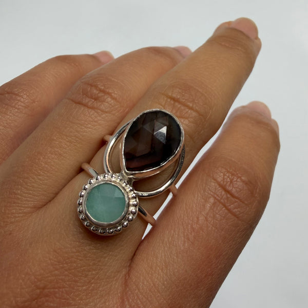 Agate + Amazonite Ring