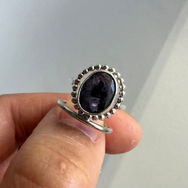 Black Sunstone Halo Ring