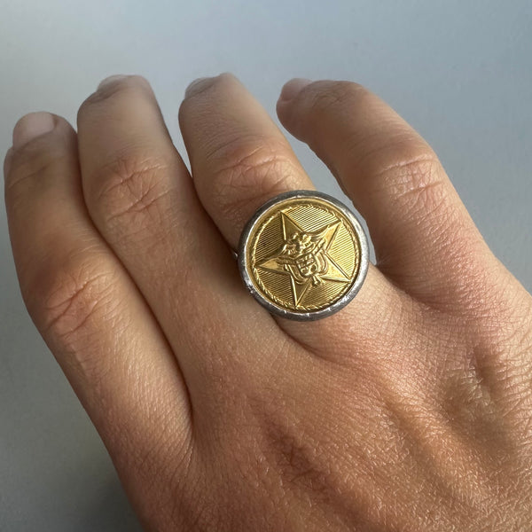 Vintage Military Button Ring
