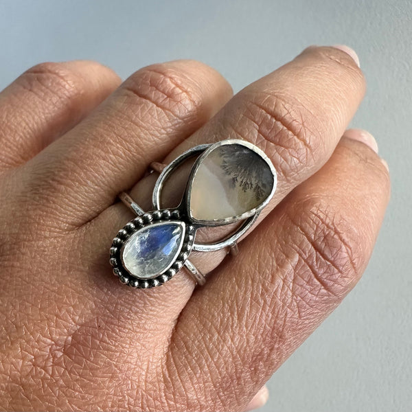 Landscape Agate + Moonstone Ring