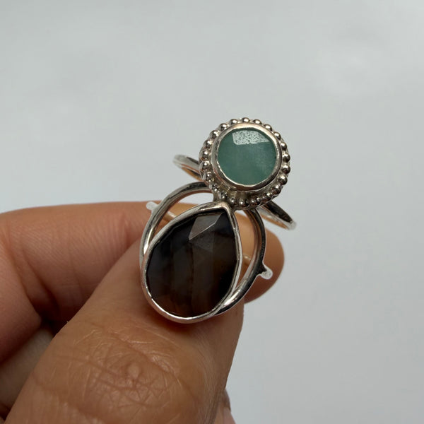 Agate + Amazonite Ring