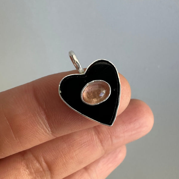 Tourmaline + Black Heart (Ring or Pendant)