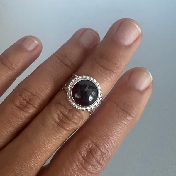 Beaded Garnet Ring