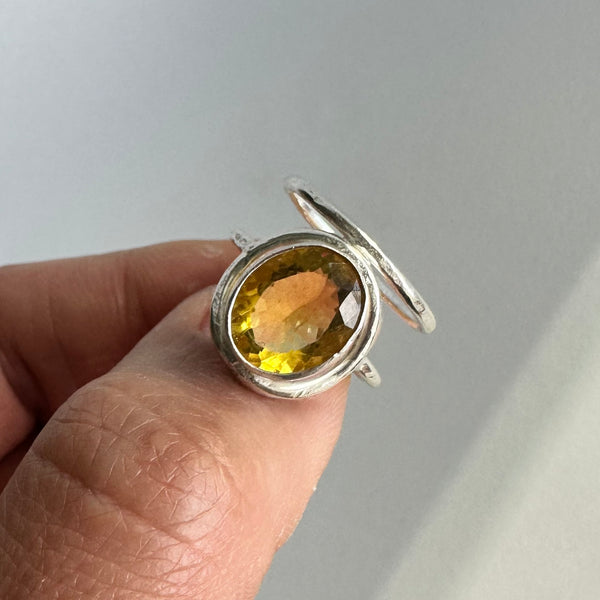 Yellow Fluorite Halo Ring