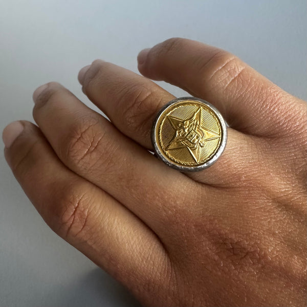 Vintage Military Button Ring