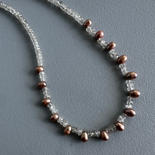 Iced Copper Pearls Choker (15”)