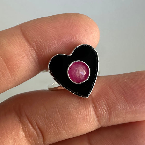 Ruby + Black Heart (Ring or Pendant)