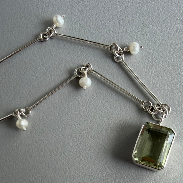Green Amethyst + Pearls Necklace