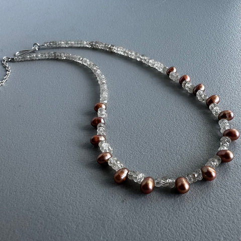 Iced Copper Pearls Choker (15”)
