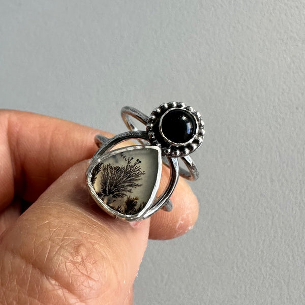 Landscape Agate + Onyx Ring