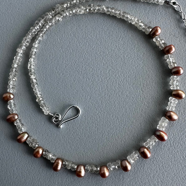Iced Copper Pearls Necklace (16”)