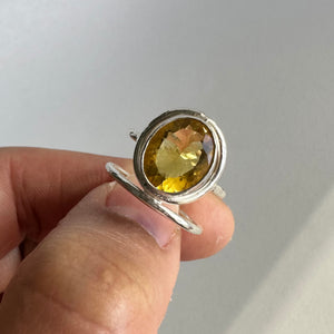 Yellow Fluorite Halo Ring