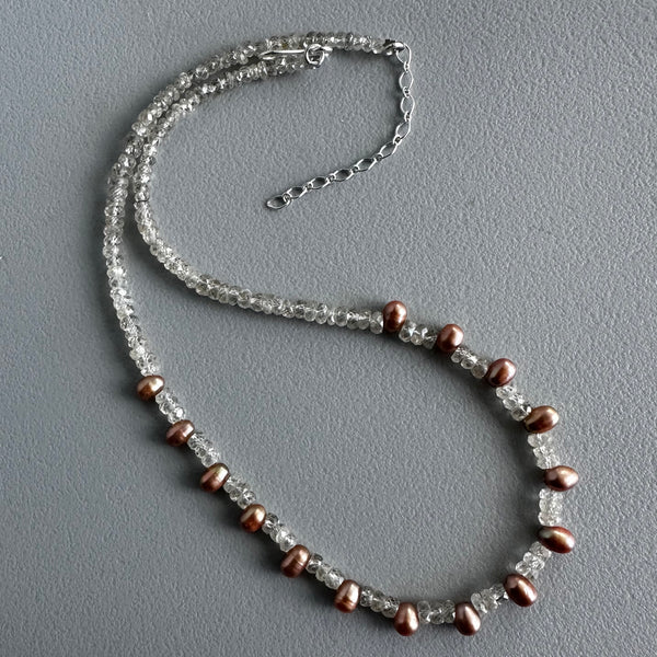 Iced Copper Pearls Necklace (16”)