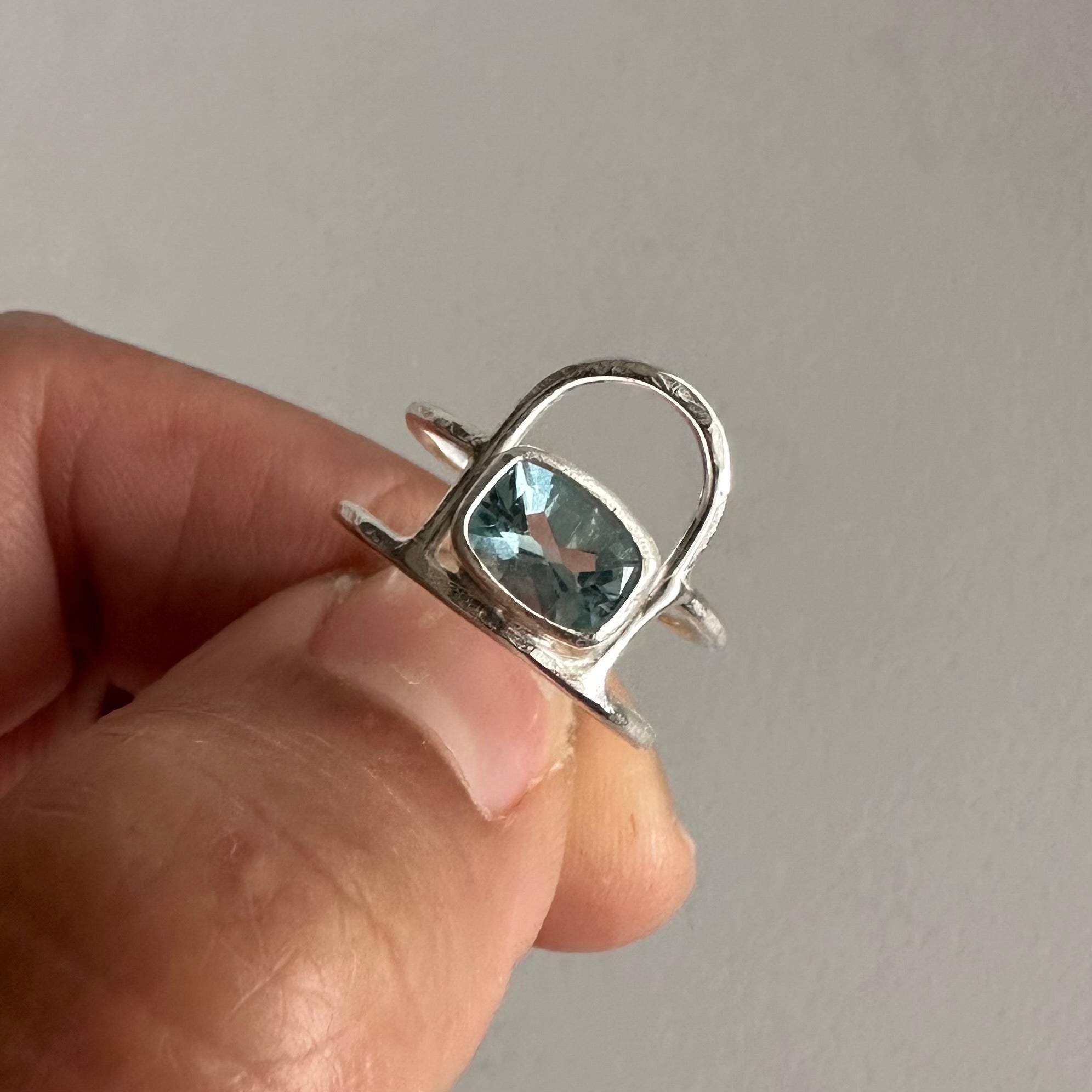 Blue Topaz Arch Ring