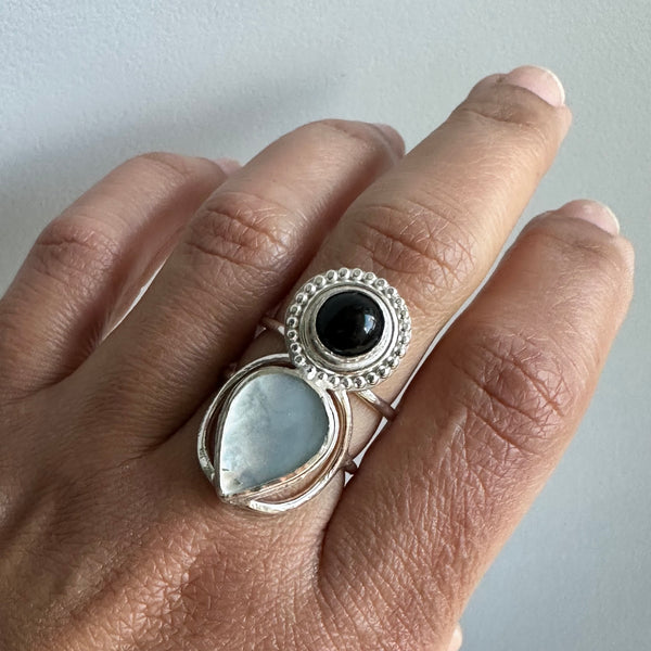 Onyx + Mother of Pearl Ring