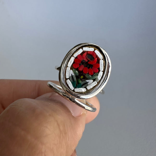 Micromosaic Ring in White