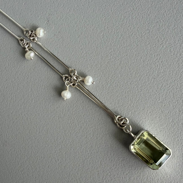 Green Amethyst + Pearls Necklace