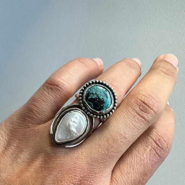 Turquoise + Pearl Ring