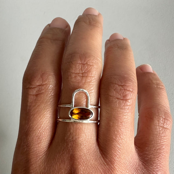 Long Oval Citrine Ring