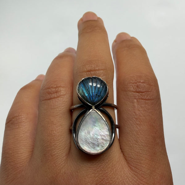 Labradorite + MoP Ring