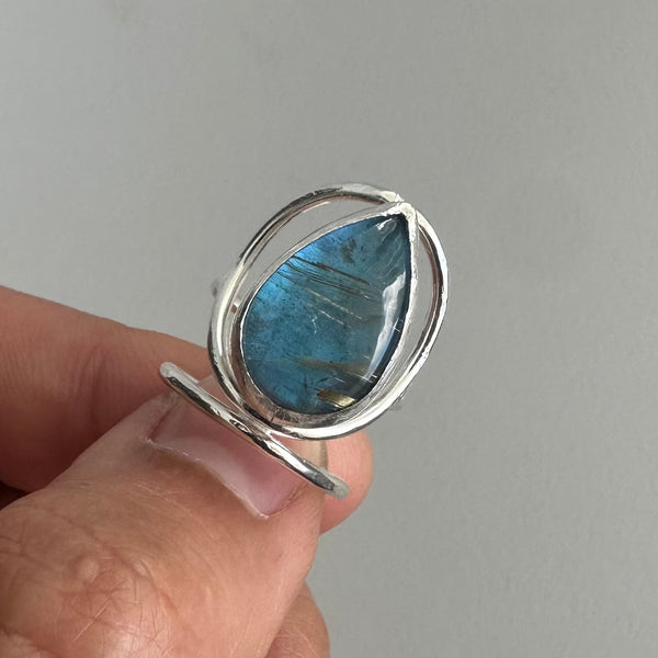 Labradorite/Rutilated Quartz Doublet Ring