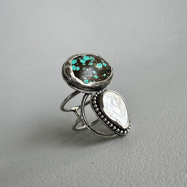 Turquoise + Pearl Ring