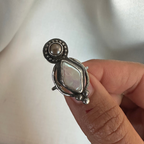 Pearl Totem Ring in Bronze