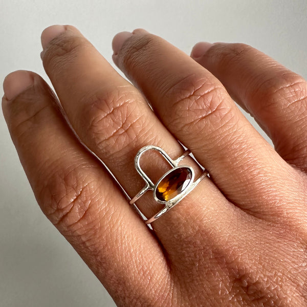 Long Oval Citrine Ring