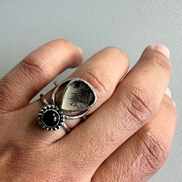 Landscape Agate + Onyx Ring