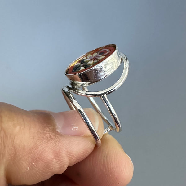 Micromosaic Ring in Coral