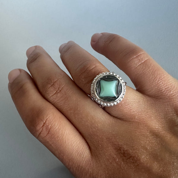 Vintage Glass Button Ring