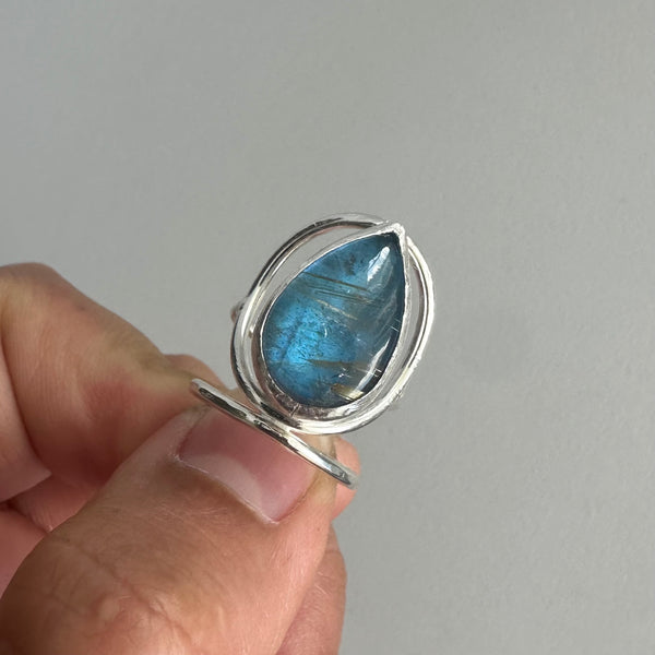 Labradorite/Rutilated Quartz Doublet Ring