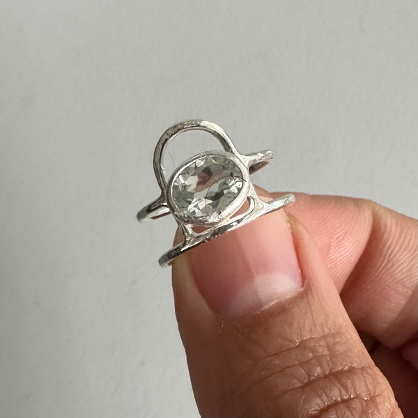 White Topaz Arch Ring