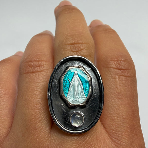 Vintage Enameled Marian Devotional