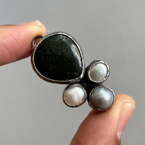 Moss Agate + Pearl Pendant