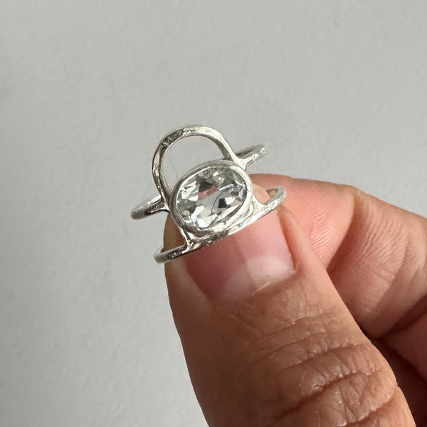 White Topaz Arch Ring