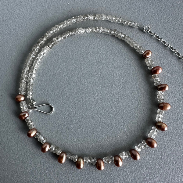 Iced Copper Pearls Choker (15”)