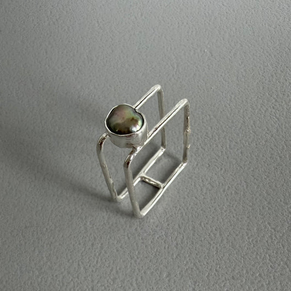 Lavender Gray Pearl Ring